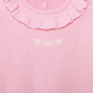 Kız Bebek Triko Patiksiz Tulum Çıtçıtlı Pembe