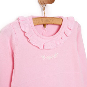 Kız Bebek Triko Patiksiz Tulum Çıtçıtlı Pembe