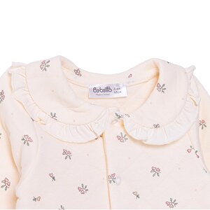 Kız Bebek Yenidoğan Patikli Tulum Petite Fleurs Fırfırlı Yaka Uzun Kol Patikli Paça Kız Bebek Yenidoğan Patikli Tulum Petite Fleurs Fırfırlı Yaka Uzun Kol Patikli Paça