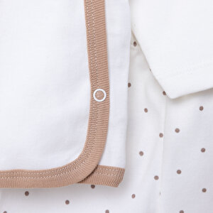 Kız Bebek Yenidoğan 5'li Hastane Çıkışı %100 Pamuk Çıtçıtlı Yaka Uzun Kol Patikli Ekru