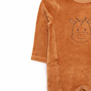 Yenidoğan Unisex Nakışlı Kadife Patikli Tulum Unisex