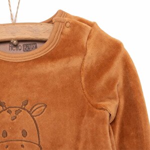 Yenidoğan Unisex Nakışlı Kadife Patikli Tulum Unisex