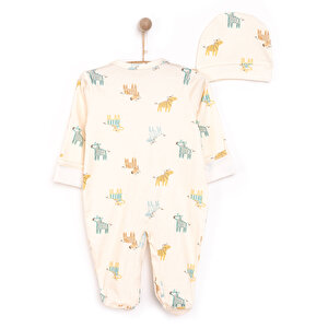 Yenidoğan Zebra Baskılı Erkek Tulum-Şapka Erkek Bebek Yenidoğan Zebra Baskılı Erkek Tulum-Şapka Erkek Bebek