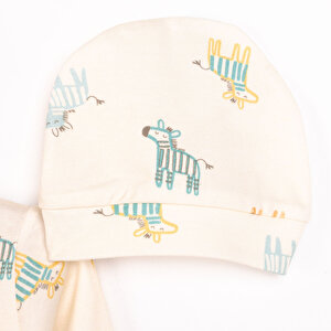 Yenidoğan Zebra Baskılı Erkek Tulum-Şapka Erkek Bebek Yenidoğan Zebra Baskılı Erkek Tulum-Şapka Erkek Bebek