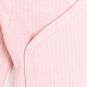 Kız Bebek Yenidoğan Zıbın Body %100 Pamuk Çıtçıtlı Yaka Uzun Kol