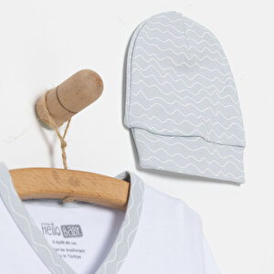 Yenidoğan Zıbın-Şapka-Patikli Alt 3lü Set Erkek Bebek