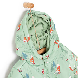 Metraj Baskılı Kapüşonlu Mont Erkek Bebek Metraj Baskılı Kapüşonlu Mont Erkek Bebek