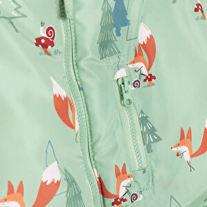 Metraj Baskılı Kapüşonlu Mont Erkek Bebek Metraj Baskılı Kapüşonlu Mont Erkek Bebek