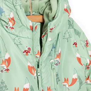 Metraj Baskılı Kapüşonlu Mont Erkek Bebek Metraj Baskılı Kapüşonlu Mont Erkek Bebek