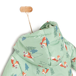 Metraj Baskılı Kapüşonlu Mont Erkek Bebek Metraj Baskılı Kapüşonlu Mont Erkek Bebek