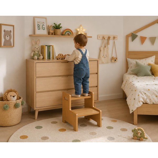 Ahşap Montessori Yükseltici Basamak Naturel