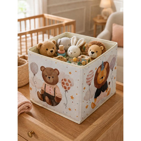 Baby Plus Sevimli Hayvanlar Düzenleme Kutusu 30x30x30 Cm Kapaksız Oyuncak Saklama Kutusu