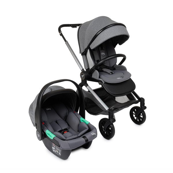 Snapjoy Travel Sistem Bebek Arabası, Çift Yönlü, Tek Elle Katlanabilir,  I-Size Uyumlu Ana Kucaklı, 0-22 kg, Gri