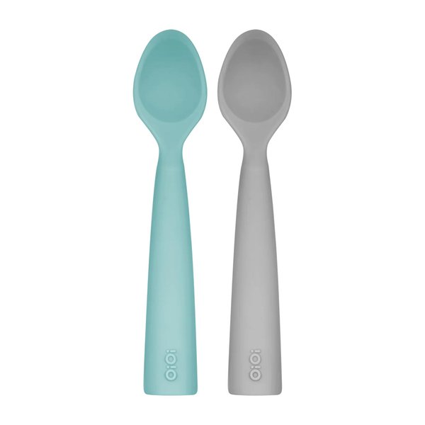 Nam Nam 2’li Silikon Bebek Mama Kaşığı 6 Ay+ Aqua Green Powder Grey
