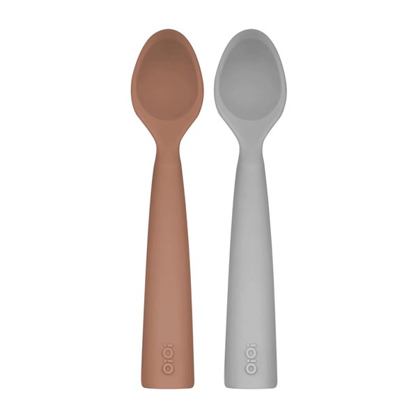Nam Nam 2’li Silikon Bebek Mama Kaşığı 6 Ay+ Woody Brown Powder Grey