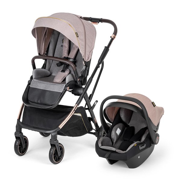 Okie Dokie Travel Sistem Bebek Arabası Tek Elle Katlanabilir Çift Yönlü 0-4 Yaş 22 Kg Bej