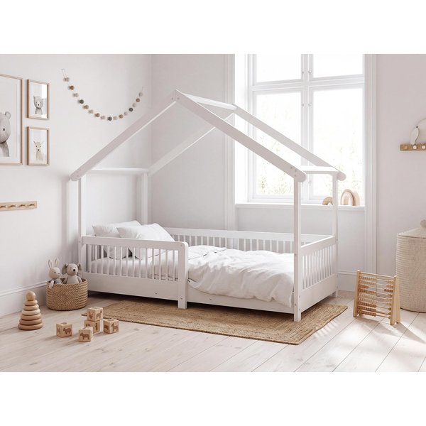 Star Düz Çatılı Montessori Karyola Beyaz 90x190